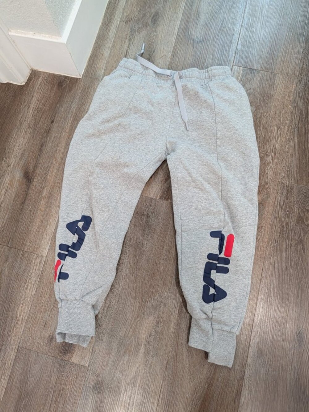 FILA Heather Gray Big Logo Fleece Jogger Sweatpants Women Small